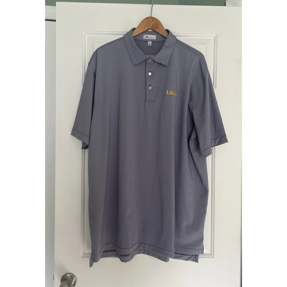 Peter Millar LSU Polo Shirt Purple Stripe Size XXL Tigers